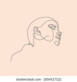 Simple hand drawn trendy abstract line woman portrait art. Stylish print for clothes, textile and other. Vector illustration. cubism face, line drawing, trendy portrait