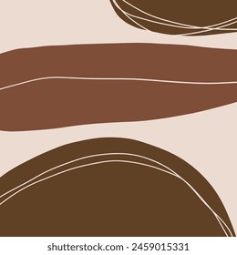 Simple hand drawn trendy brown beige calm palette shapes composition. Abstract minimalistic details. Monochrome print for clothes, interior poster, textile, wall mural and other. Vector fashion