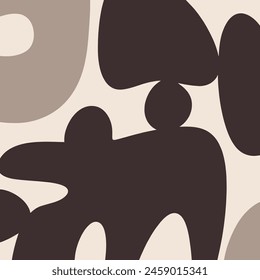 Simple hand drawn trendy brown beige calm palette shapes composition. Abstract minimalistic details. Monochrome print for clothes, interior poster, textile, wall mural and other. Vector fashion