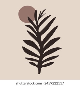 Simple hand drawn trendy floral brown beige floral composition. Abstract minimalistic nature details. Monochrome print for clothes, interior poster, textile, wall mural and other. Vector fashion