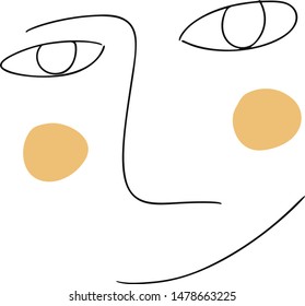 Simple hand drawn trendy line portrait art. Print for clothes, textile and other. Vector illustration, EPS