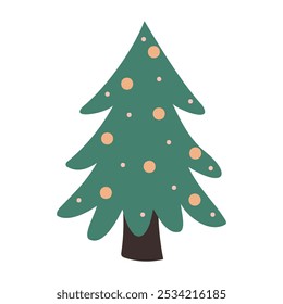 Simple hand drawn vector Christmas tree. Christmas tree in minimalist style. Symbols of Christmas and New Year