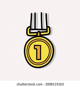 Simple hand drawn. Vector doodle of a medal. vector illustration.