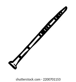 Simple hand drawn vector or illustration of Clarinet. High resolution editable music item vector. 