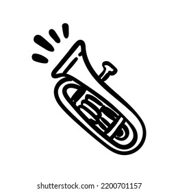 Simple hand drawn vector or illustration of Euphonium. High resolution editable music item vector. 