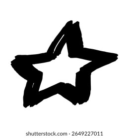 Simple hand drawn vector line illustration of a star. Color is black.