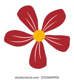 Simple hand drawn vector of red flower isolated on white background for sticker and element poster design.