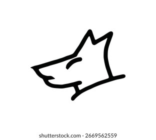Vetor desenhado à mão simples de animal de cão-lobo