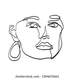 Simple hand drawn woman drawing. Female character isolated on white background. Trendy design concept  for beauty logo, print, card, poster. Freehand avatar human face in abstract style