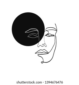Simple hand drawn woman drawing. Female character isolated on white background. Trendy design concept  for beauty logo, print, card, poster. Freehand avatar human face in abstract style