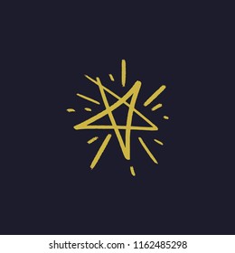 Simple hand drawn yellow brush star print. Clipart, isolated vector symbol