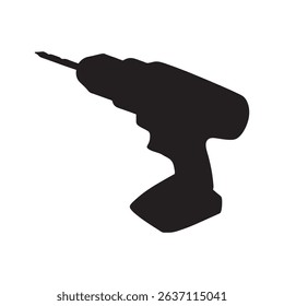 Simple hand drill silhouette vector icon isolated on white background