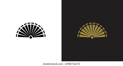 Simple hand fan logo design premium vector