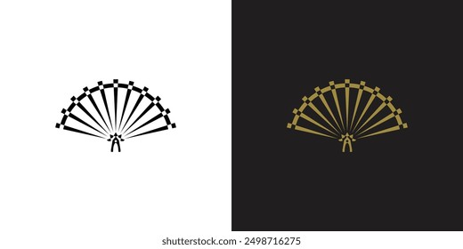 Simple hand fan logo design premium vector