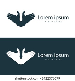 Simple hand and fingers vector design minimalist black silhouette product brand hand logo template