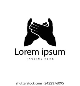 Simple hand and fingers vector design minimalist black silhouette product brand hand logo template