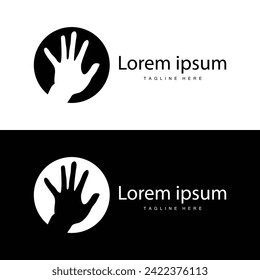 Simple hand and fingers vector design minimalist black silhouette product brand hand logo template