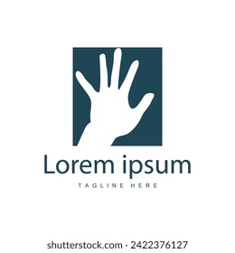 Simple hand and fingers vector design minimalist black silhouette product brand hand logo template