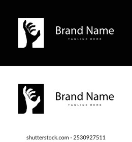 Simple hand and fingers vector design minimalist black silhouette product brand hand logo template