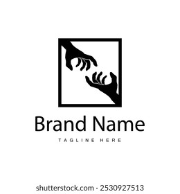 Mano simple y dedos diseño de Vector minimalista silueta negra marca de producto logo de la mano Plantilla