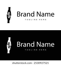 Simple hand and fingers vector design minimalist black silhouette product brand hand logo template