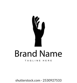 Simple hand and fingers vector design minimalist black silhouette product brand hand logo template