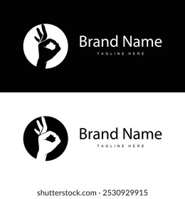 Simple hand and fingers vector design minimalist black silhouette product brand hand logo template