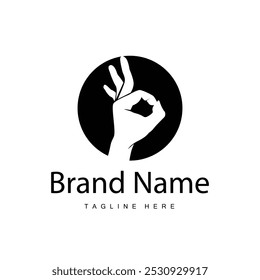 Mano simple y dedos diseño de Vector minimalista silueta negra marca de producto logo de la mano Plantilla