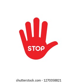 simple hand five finger stop symbol vector