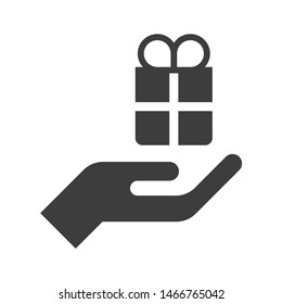 Simple hand gift box symbol icon