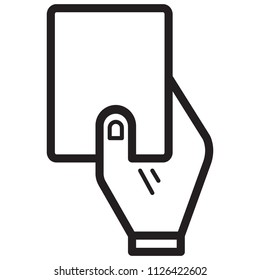 Simple Hand Held Soccer Card Related Vector Line Icon. Outline Style. Editable Stroke. 128x128 Pixel Perfect.