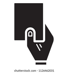 Simple Hand Held Soccer Card Related Vector Flat Icon. Glyph Style. 128x128 Pixel.