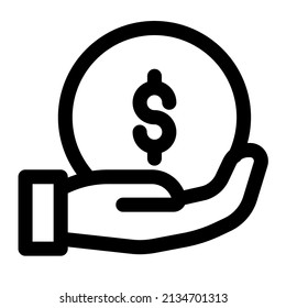 simple hand hold money icon, editable stroke best used for web application or banner