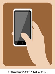 Simple hand holding mobile phone vector illustration. Saved in EPS 8 file with 
separated elements. All related elements are grouped, well constructed for easy 
editing.