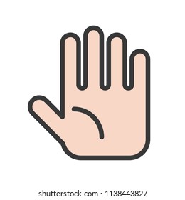 simple hand icon, filled outline organ set