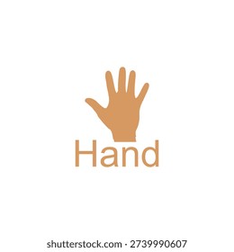 Simple Hand Icon Illustration with Open Palm Gesture Isolated on White Background