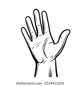 Icono de mano simple que representa el gesto humano, el minimalismo y la comunicación