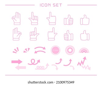 Simple hand icon set. Hand sign. Index finger.