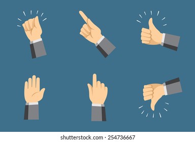 Simple hand icons - collection of various gestures - vector illustration