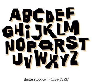 Simple hand lettering retro font on white background. Vector alphabet
