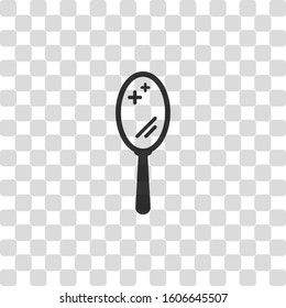 Simple hand mirror icon. Black symbol on transparency grid