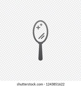 Simple hand mirror icon. On grid background