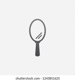 Simple hand mirror icon. On grid background