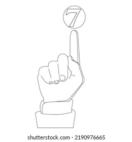A simple hand number seven Line Art Design