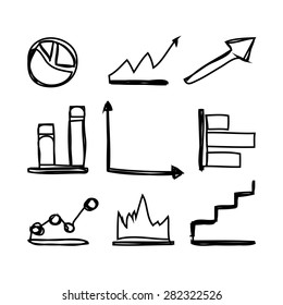 Simple hand painted diagram and graphs set.Vector isolated symbols.