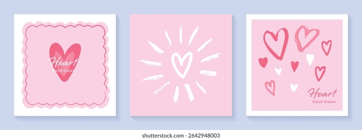 Simple mano pintada corazones material conjunto