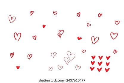 Simple hand painted red heart set