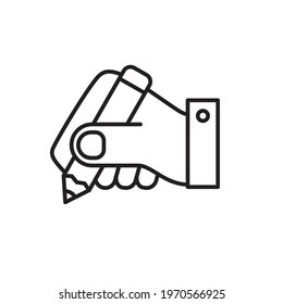 Simple hand with pencil vector illustration suitable for write icon isolated on white background