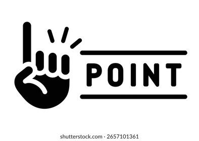 Simples ícone apontando para a mão.
Ilustração de atenção, verificação, ponto, conselho, verificação, apontando para uma parte importante.