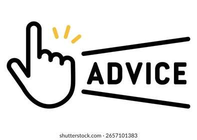 Icono de apuntar con la mano simple.
Ilustración de atención, control, punto, consejo, control, señalando una parte importante.